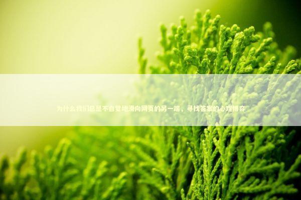 为什么我们总是不自觉地滑向网页的另一端，寻找答案的心理博弈 IT技术